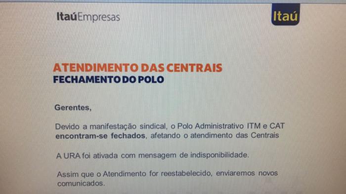 Itaú: Protestos afetam centrais de atendimento