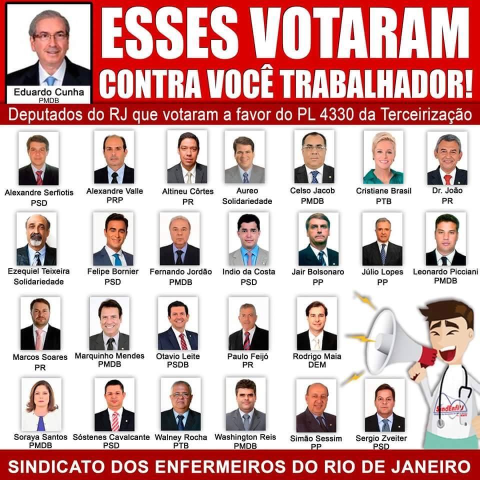 Conheça os deputados que votarão o PL 4330 da Terceirização