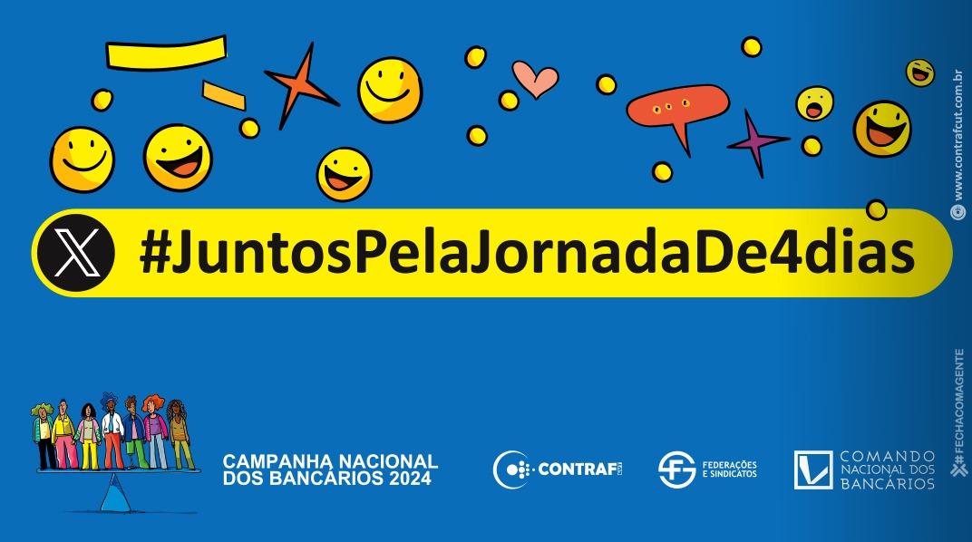 Em tuitaço, nesta terça (2), bancários pedem jornada reduzida para 4 dias