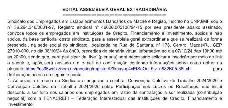 EDITAL ASSEMBLEIA GERAL EXTRAORDINÁRIA