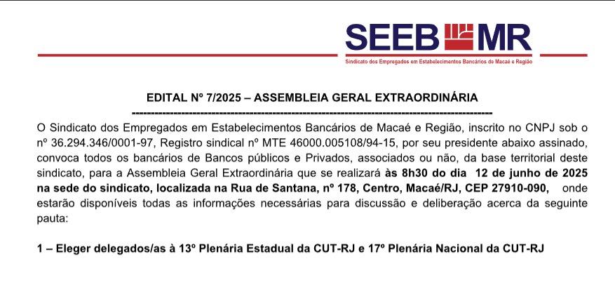 EDITAL Nº 7/2025 – ASSEMBLEIA GERAL EXTRAORDINÁRIA